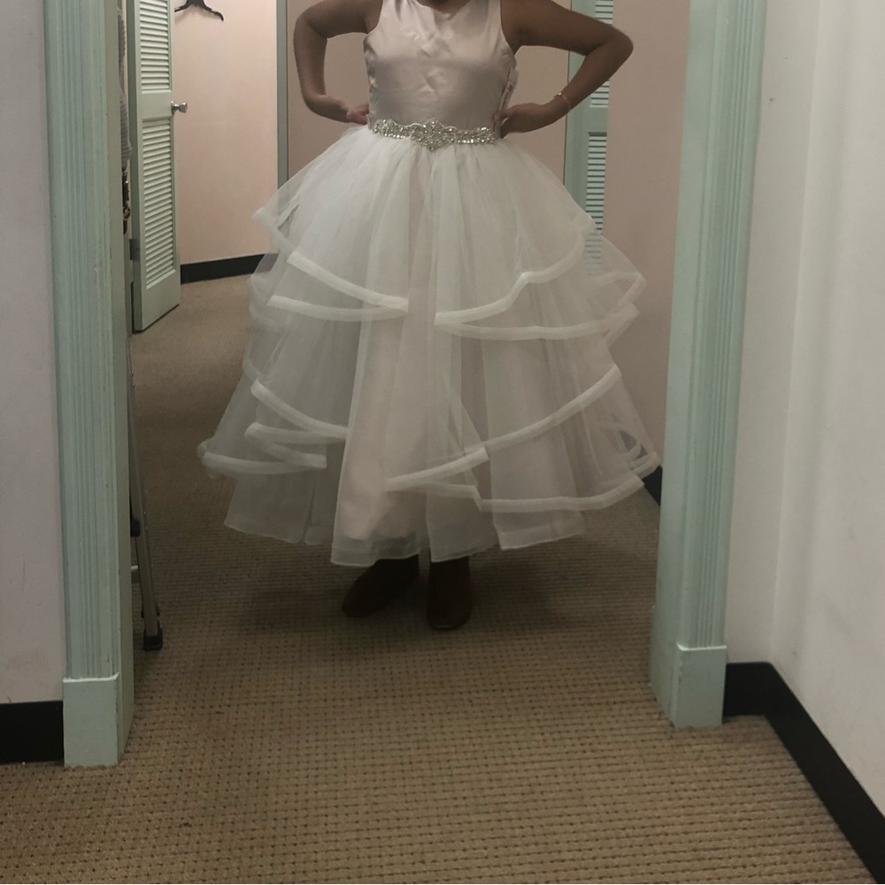 Elegant White Layered Gown flower girl dress